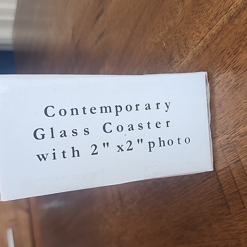 UMA 4 GLASS PHOTO COASTER SET WITH STAND NIB - Picture 2 of 7